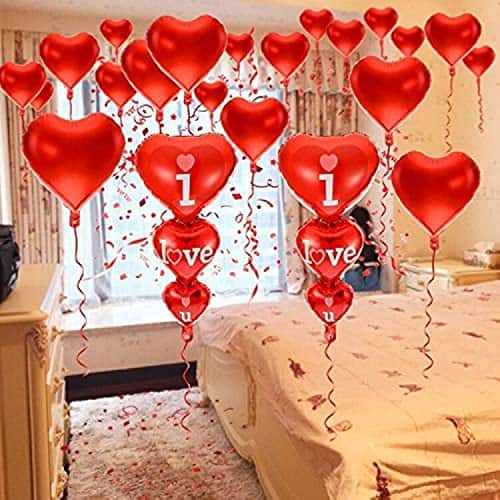 Vulpecula Spade - 20 + 2 I Love You Balloons - Helium Supported - Love Balloons - Valentine's Day Decorations and Gift Idea for Him or - Red,white