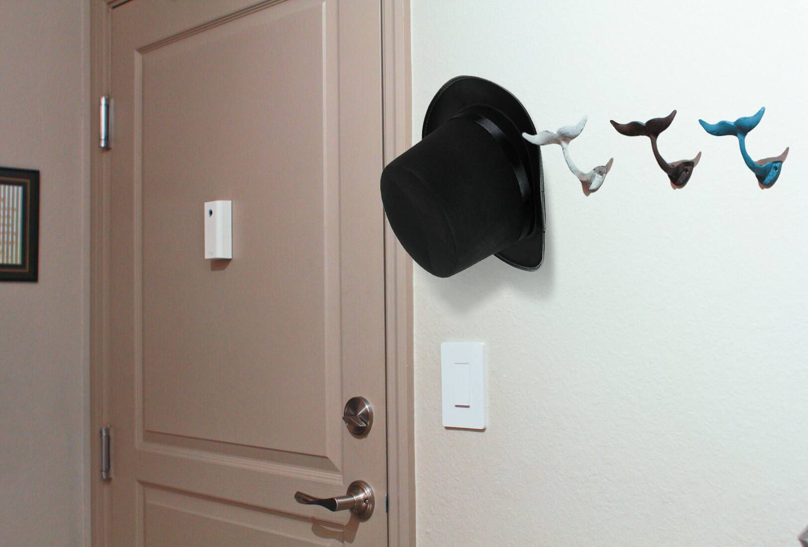 Alt View 2. Zeckos - Colorful Cast Iron Whale Tail Wall Hooks Set of 4 Nautical Décor - Multicolored.