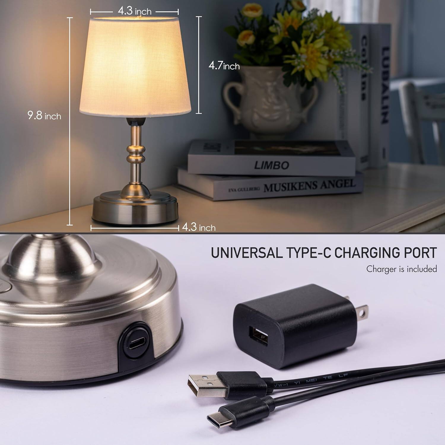 9.8 inch  
4.3 inch  
4.7 inch  
Cellina LIMBO  
GELLIERG  
MUSIKENS ANGEL  
ENA LUBALIN  

4.3 inch  
UNIVERSAL TYPE-C CHARGING PORT  
Charger is included