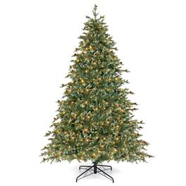 Costway - 8 FT Artificial Christmas Tree with 1226 Branch Tips 410 Warm White LED Lights - Green
