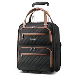 LUGGEX - 16 Inch Underseat Carry On Luggage with Wheels, Stylish Lightweight Under Seat Luggage - LX-UX - Chestnut Black