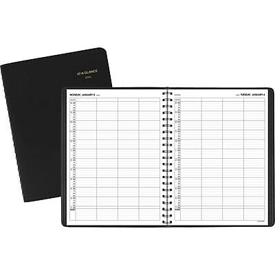 AT-A-GLANCE - 2026 8" x 11" Calendar Year/Daily Appointment Book, Faux Leather Cover - Black