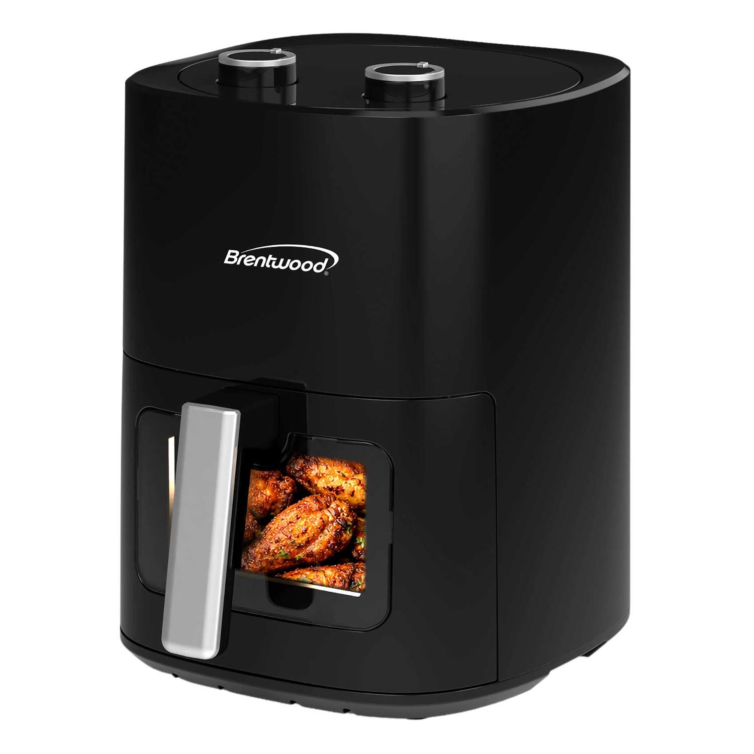 Angle. Brentwood - 4.5 Qt Air Fryer, Easy-View Window, 60-Min Timer, Temperature Control, Auto Shutoff, 1500W, AF-454BK - Black.