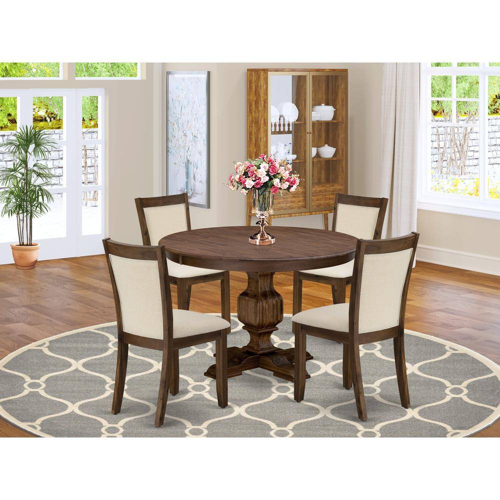 Angle. East West Furniture - East West Furniture 5-Piece Dining Table Set - A Gorgeous Dinning Table and 4 Gorgeous Light Beige Linen Fabric Kitchen - Multi-Color.
