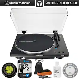 Audio-Technica - Fully Automatic Belt-Drive Turntable, Black/Silver + 2 Year Extended Warranty Bundle