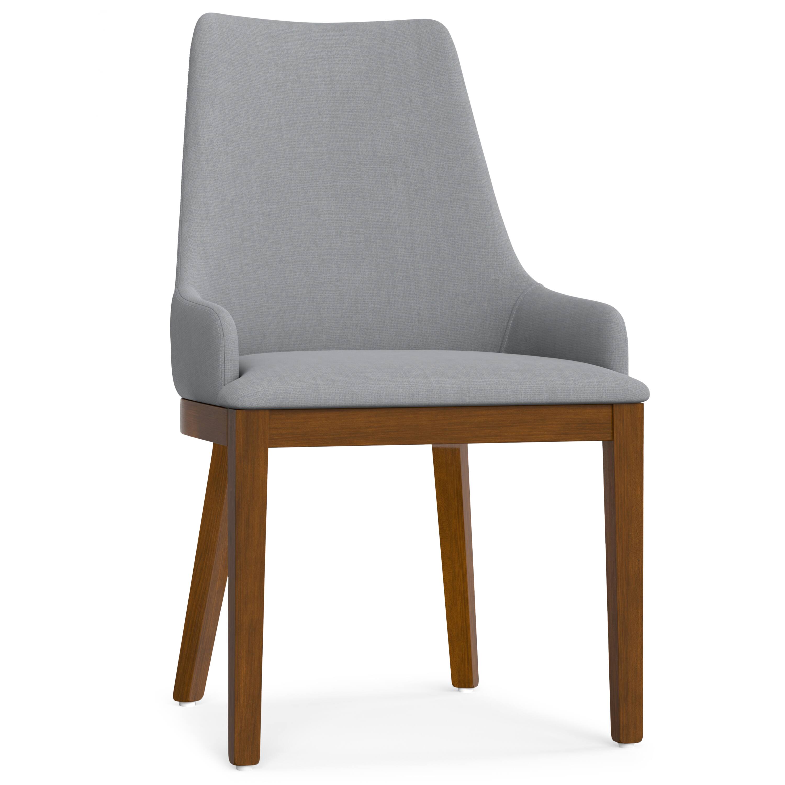 Alt View 2. Simpli Home - Stephanie Dining Chair (Set of 2) in Light Grey Linen Look Fabric - Light Grey.