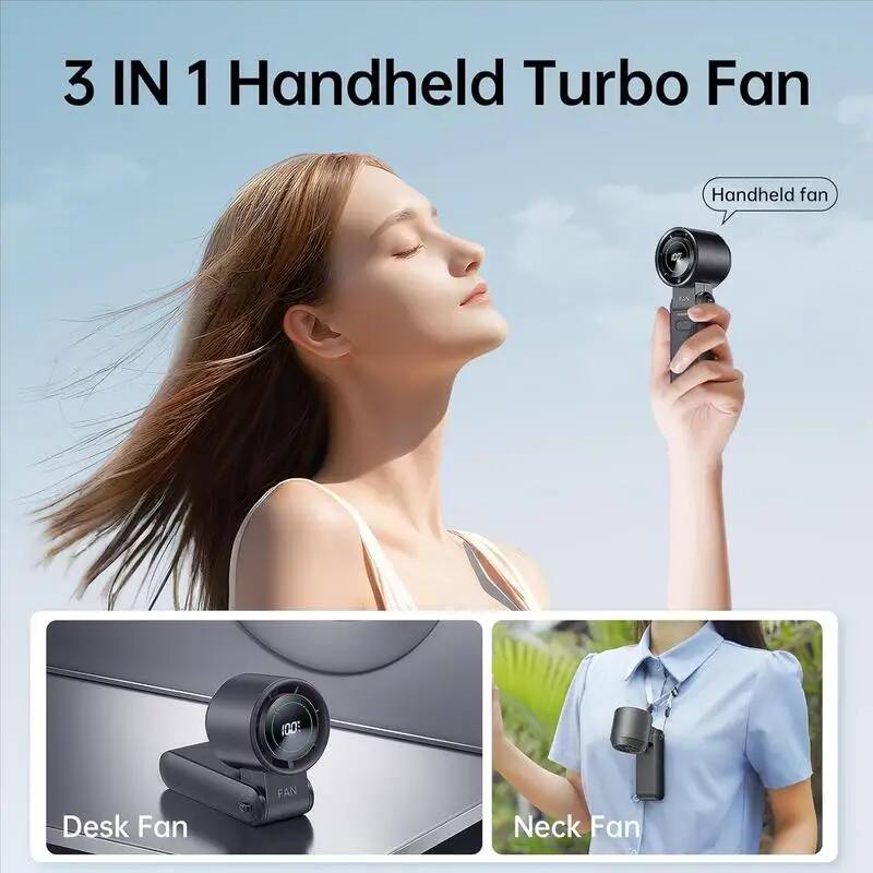 3 IN 1 Handheld Turbo Fan

- Handheld fan
- Desk Fan
- Neck Fan