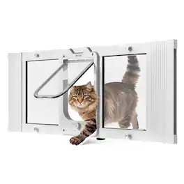 VEVOR - Cat Door for Window, Adjustable to Fit Window Width 35"-40", 4 Secure Lock Modes, Aluminum Frame and High-Transparency