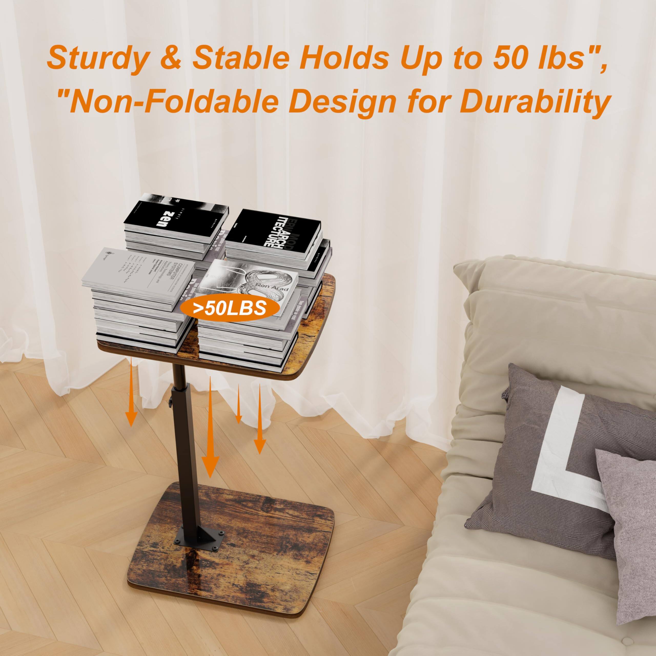 Sturdy & Stable Holds Up to 50 lbs", "Non-Foldable Design for Durability