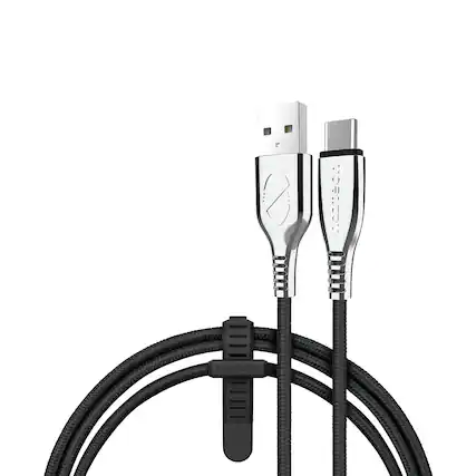 Front. Naztech - Naztech 15499 6-ft. Titanium Usb To Usb-c Braided Cable (black) - black.