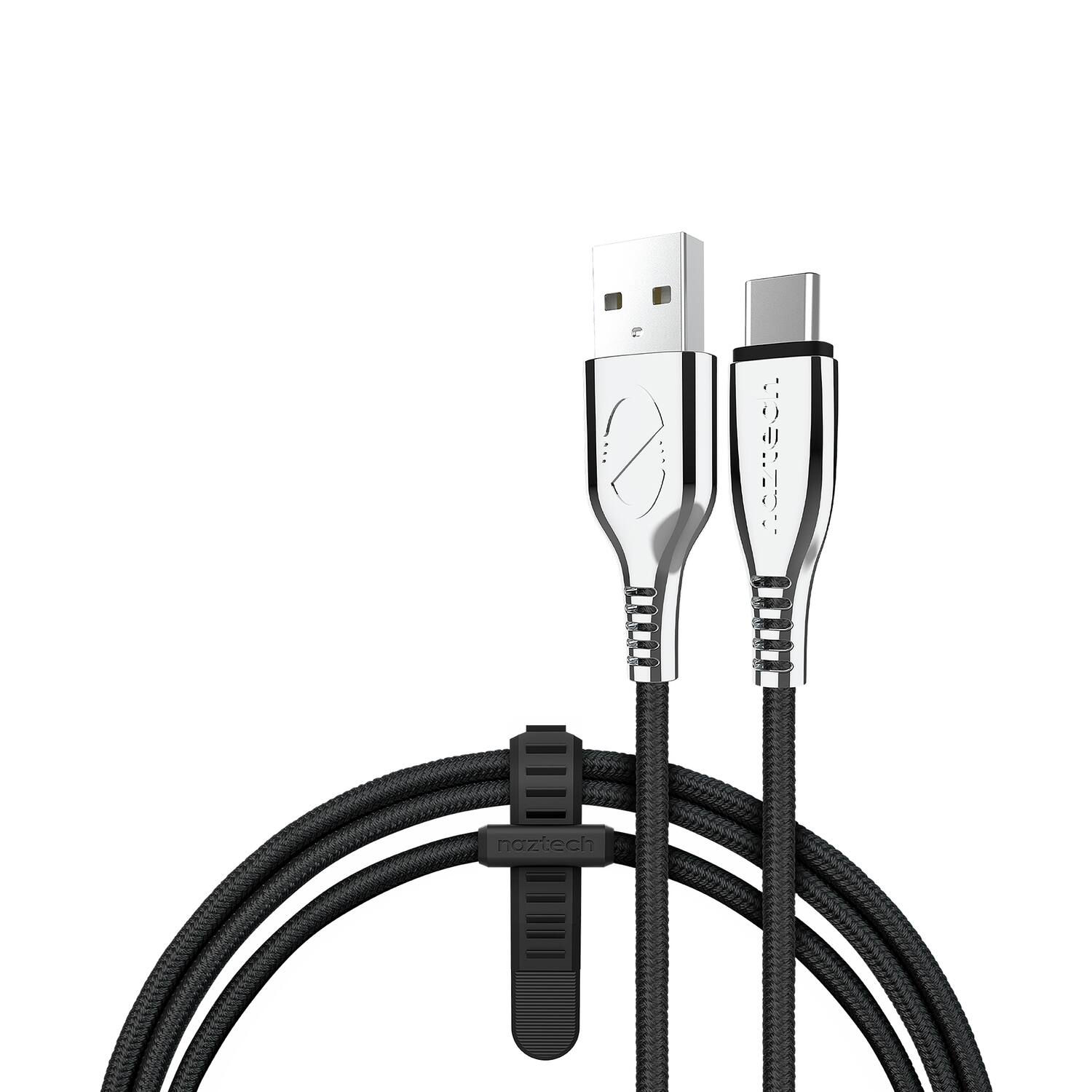 Naztech - 15499 6-ft. Titanium Usb To Usb-c Braided Cable - Black