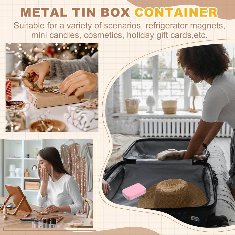 6 Rectangular Boxes Unique Bargains 2pcs Metal Tin Box, 3.7x2.4x0.9