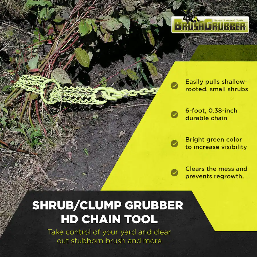 Shrubbler Threaded Brush Grubber HD Shrub Clump Tree Grabber Metal Chain System and Tugger ...
