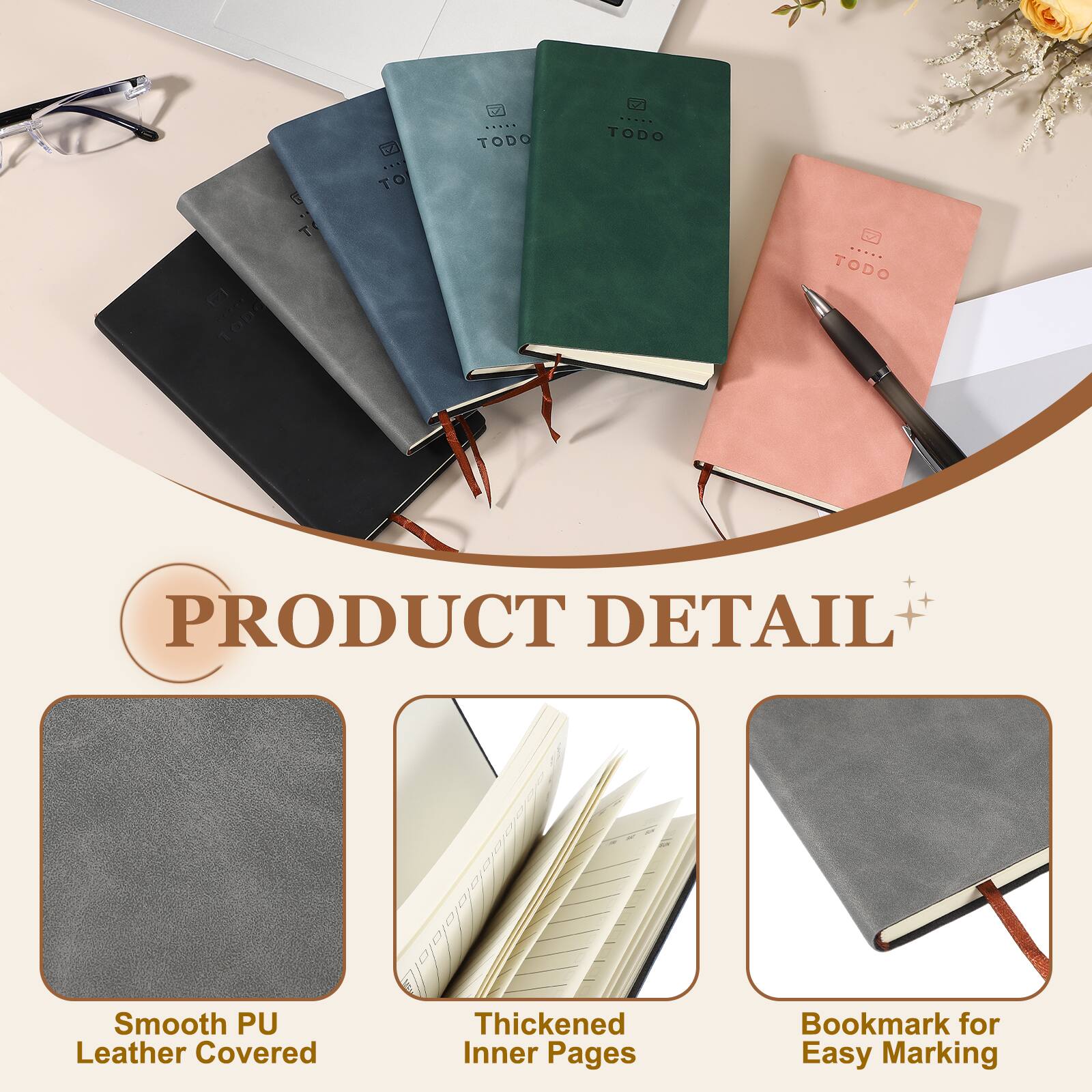 0 :c T  1a TODO ... TO ..... TODO ..... TODO ..... TODO PRODUCT DETAIL

Smooth PU Leather Covered Thickened Inner Pages Bookmark for Easy Marking