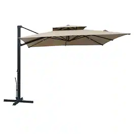 Mondawe - 10x10ft Cantilever Patio Umbrella with 360° Rotation, DIY Drape Hook - Taupe