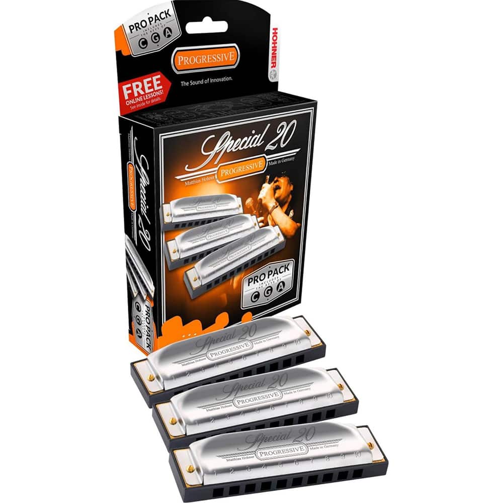 Hohner - Progressive Series Special 20 Pro Pack of 3 Harmonicas in Keys of A, C, G 3P560PBX