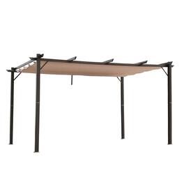 Outsunny - 10' x 13' Pergola with Retractable Shade Canopy, Aluminum - Brown
