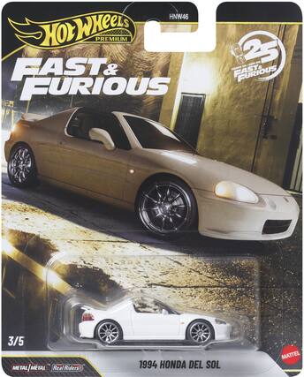 HNW46
HOT WHEELS PREMIUM
FAST & FURIOUS
25 YEARS OF FAST & FURIOUS
3/5
1994 HONDA DEL SOL
METAL | METAL | METAL
Real Riders
MATTEL