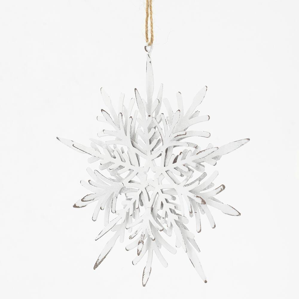 Left. Dexmalle - Dexmalle-Christmas Tree Decorative  Iron Snowflake Hanger,Set of 6-White - White.