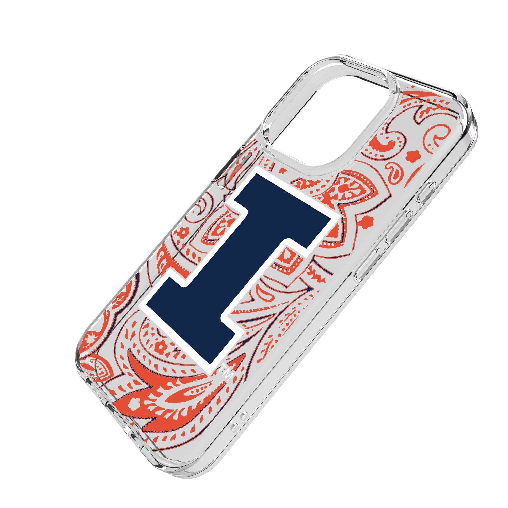 Alt View 1. Keyscaper - Illinois Fighting Illini iPhone Paisley Design Clear Case - 14 Plus - Multicolor.