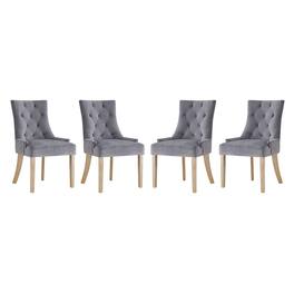 Pose Performance Velvet Dining Chair Set of 4 by Modway - Gray