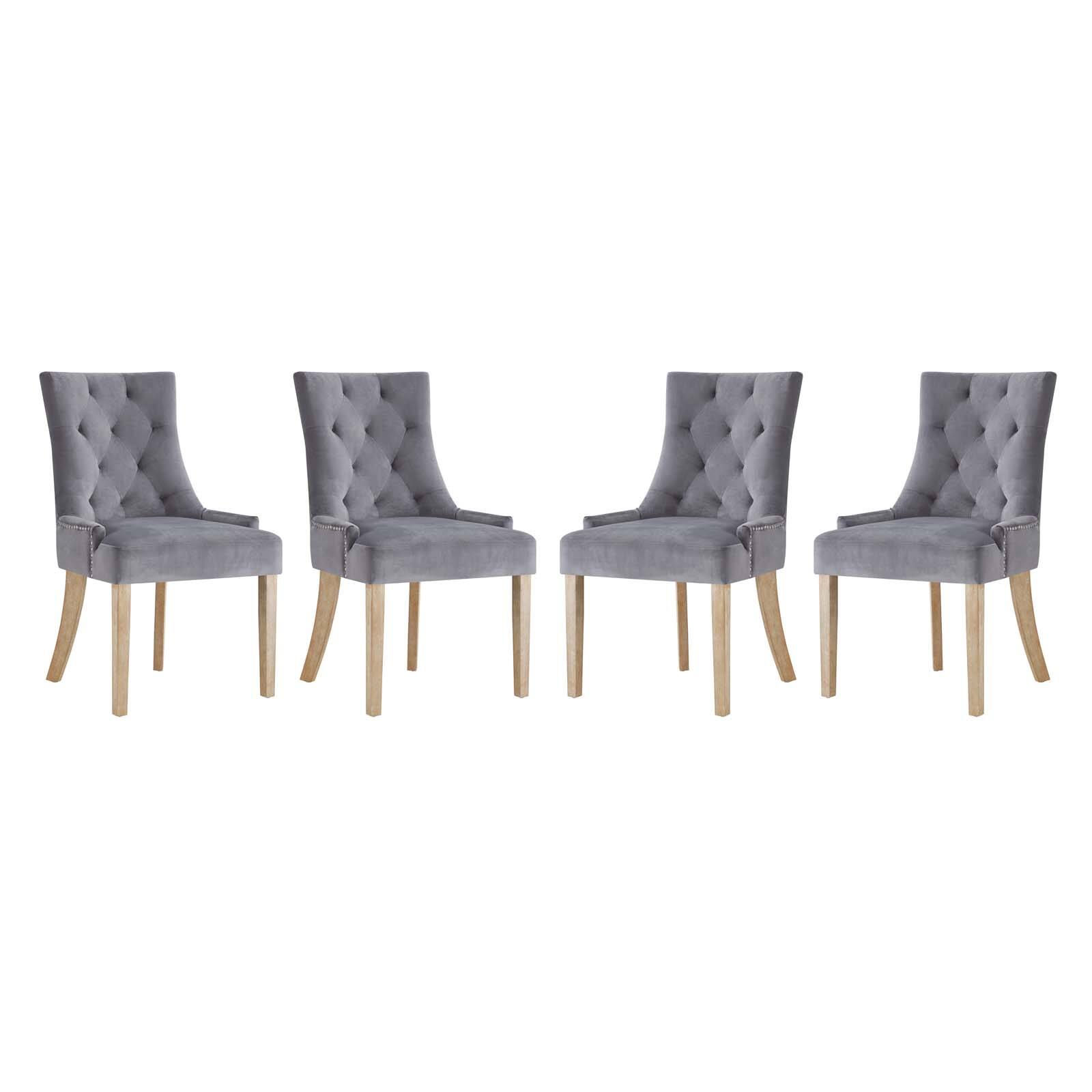 Front. Modway - Pose Performance Velvet Dining Chair Set of 4 by Modway - Gray.