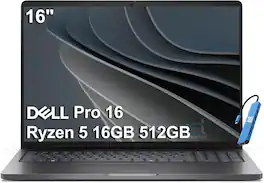 Dell - Upgraded - Pro 16 Laptop - 16" WUXGA - AMD Ryzen 5 220 - 16GB Memory - 512GB SSD - Backlit - Thunderbolt - Windows 11Pro - Magnetite