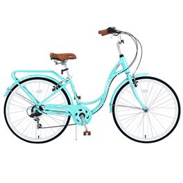 HTUTWOO - City Comfort Bike - 26 " 7-Speed Steel Frame Bicycle, Low Step-Thru Design, Front & Rear V-Brakes, 1.75 " Tires - Green