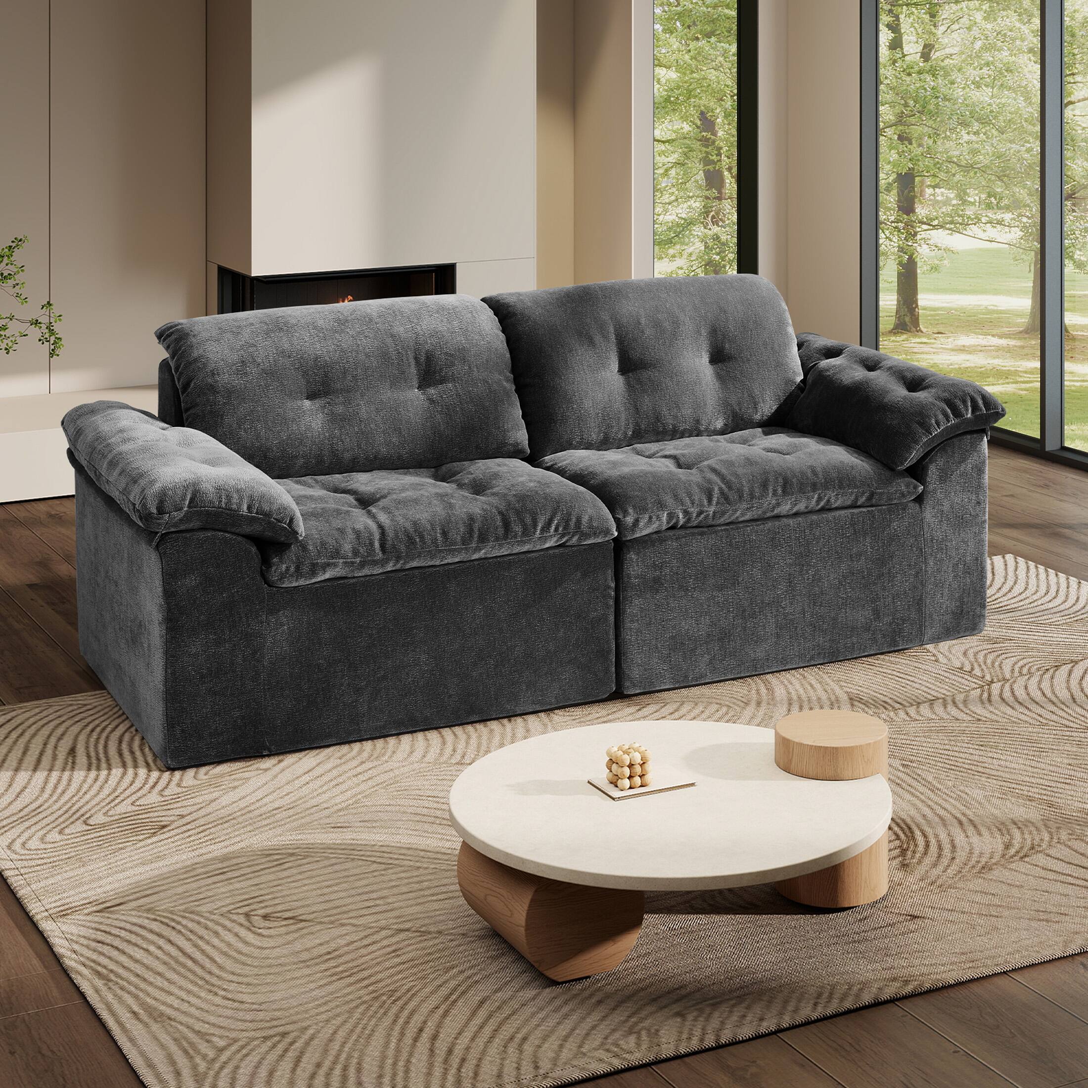 Angle. Anysun - Anysun 78" Modular Cloud Design Boneless Cushioned Chenille Fabric Loveseat Sofa with Memory Foam - Dark Gray.