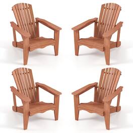 Gymax - 4PCS Solid Wood Garden Chair w/ High Backrest Wide Armrests & Contoured Seat - Natural