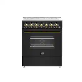 Forno Appliances - Paolo 4.38 cu. ft. Freestanding Electric True Convection Range with Warming Zone - Black