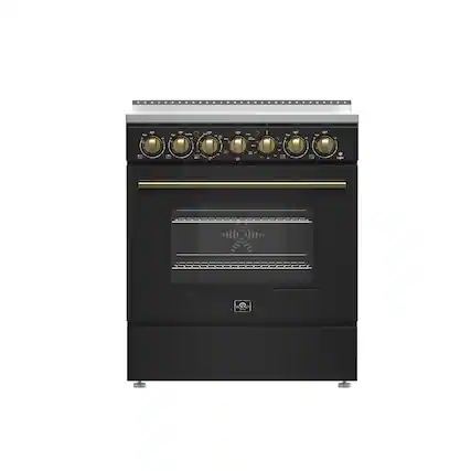 Front. Forno Appliances - Paolo 4.38 cu. ft. Freestanding Electric True Convection Range with Warming Zone - Black.