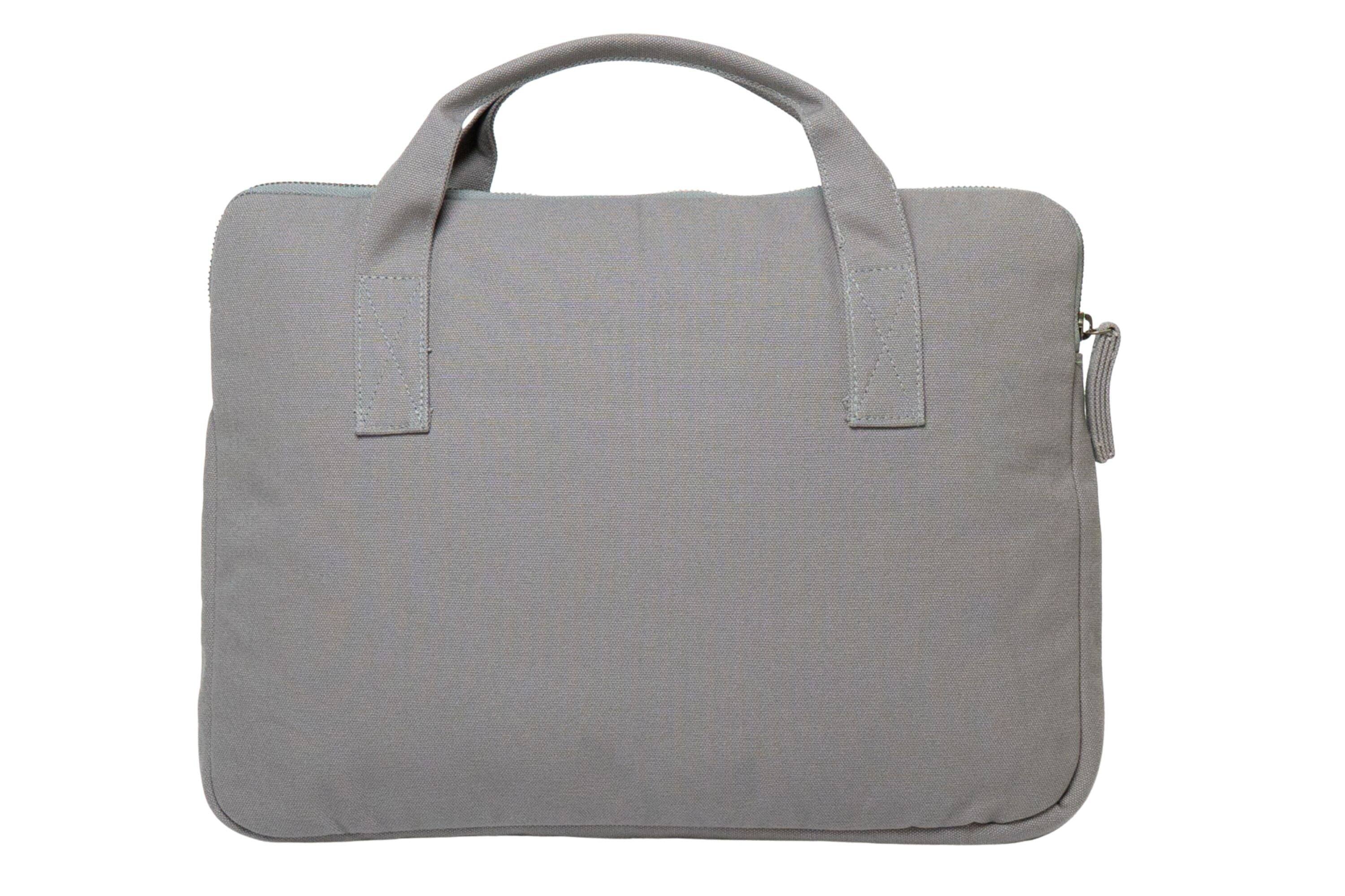 Back. Terra Thread - Organic Cotton Laptop Sleeve With Handles - Cloud Grey.