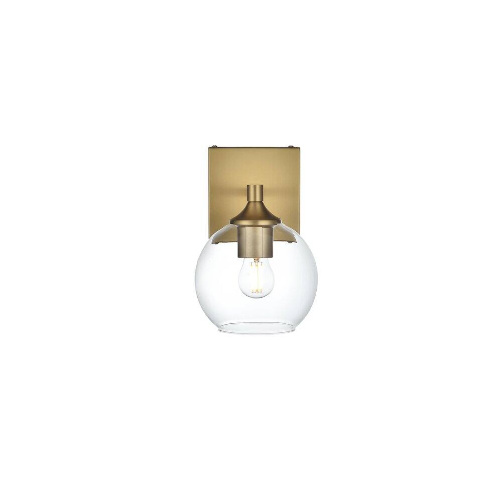 Back. Living District - Eero 6 inch Wall Sconce in Satin Gold - Satin Gold And Clear.