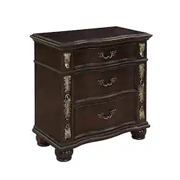 FurniFact - Wooden Nightstand in Madeira Finish with Sleek Design and Spacious Storage - Brown