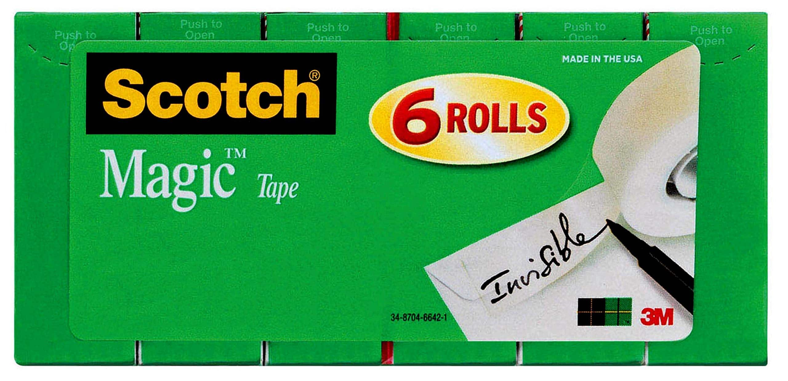 Scotch - Invisible Matte Office Tape Refill Rolls 6-Pack 3/4in x 1000in - Clear