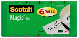 Scotch - Invisible Matte Office Tape Refill Rolls 6-Pack 3/4in x 1000in - Clear