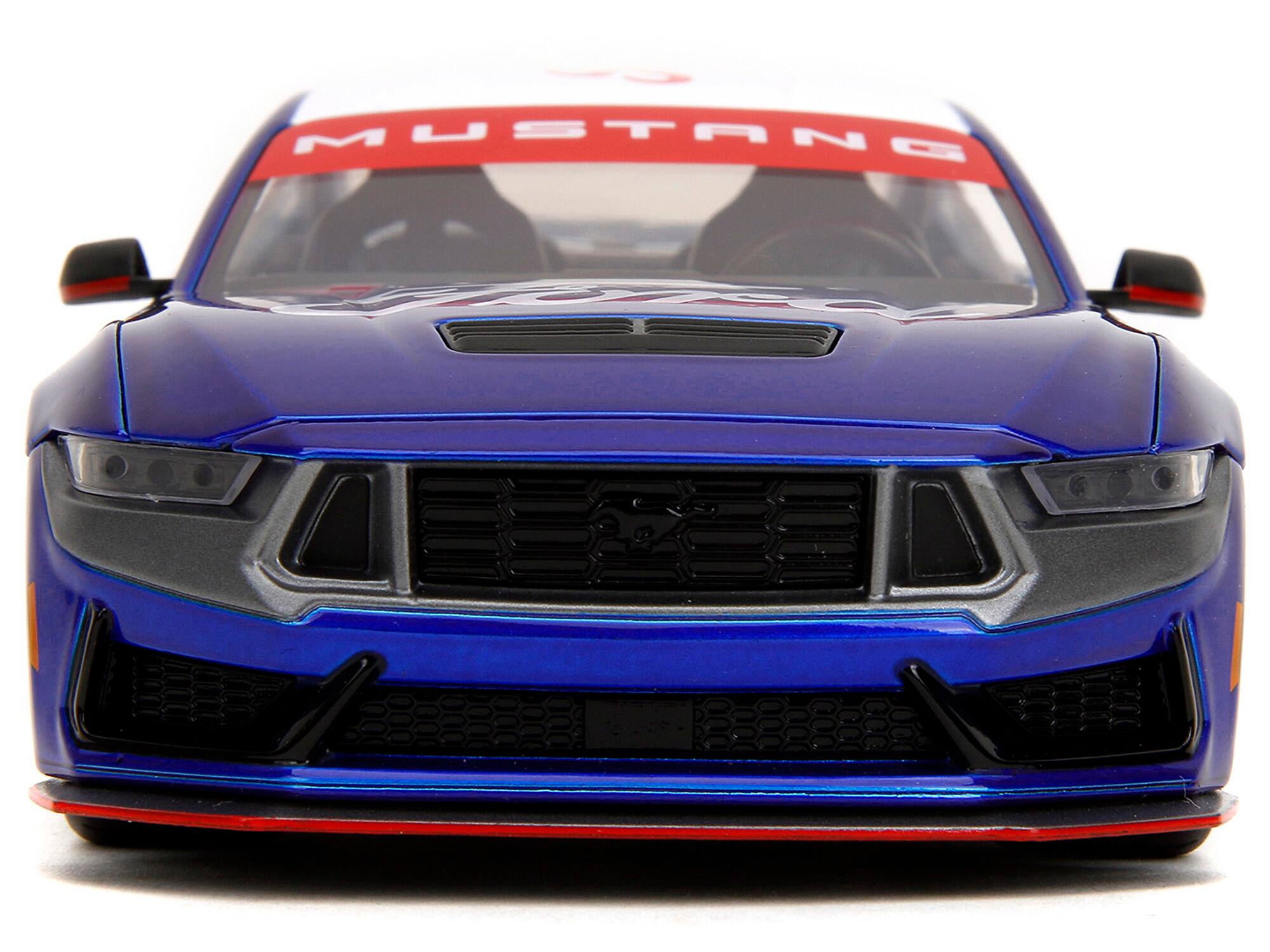Alt View 7. Jada - 2024 Ford Mustang Dark Horse Candy Blue w/ White Top & "Mustang Horse Graphics" "Bigtime Muscle" 1/24 Model Car by Jada - Multicolor.