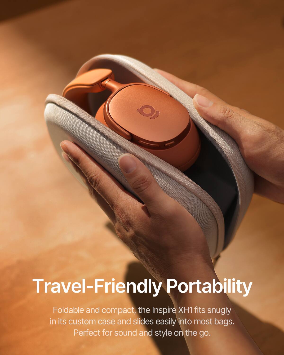 Travel-Friendly Portability

Foldable and compact, the Inspire XH1 fits snugly in its custom case and slides easily into most bags. Perfect for sound and style on the go.