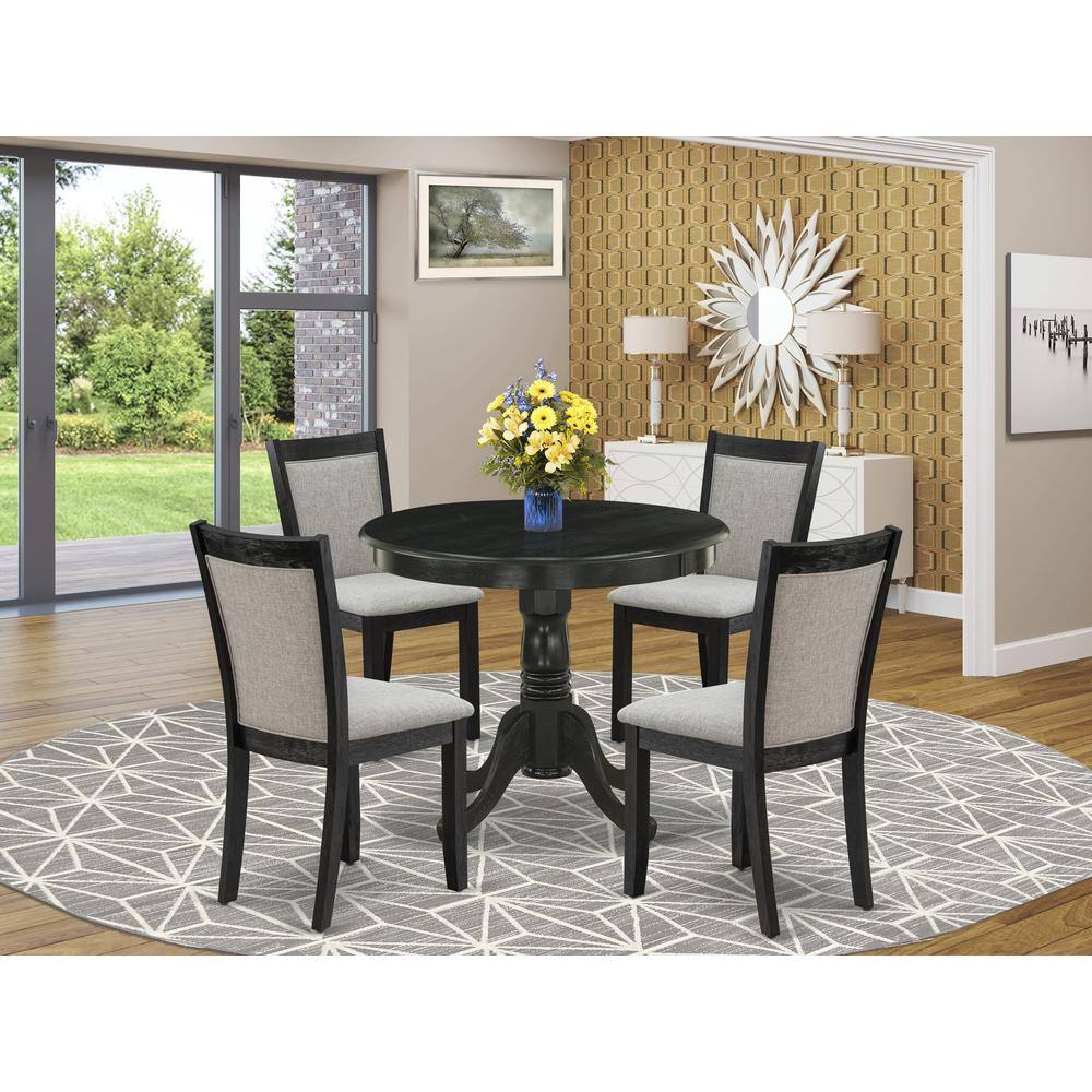 Angle. East West Furniture - East West Furniture 5-Pc Dining Table Set Includes a Modern Dining Room Table and 4 Shitake Linen Fabric Dining Room - Multi-Color.