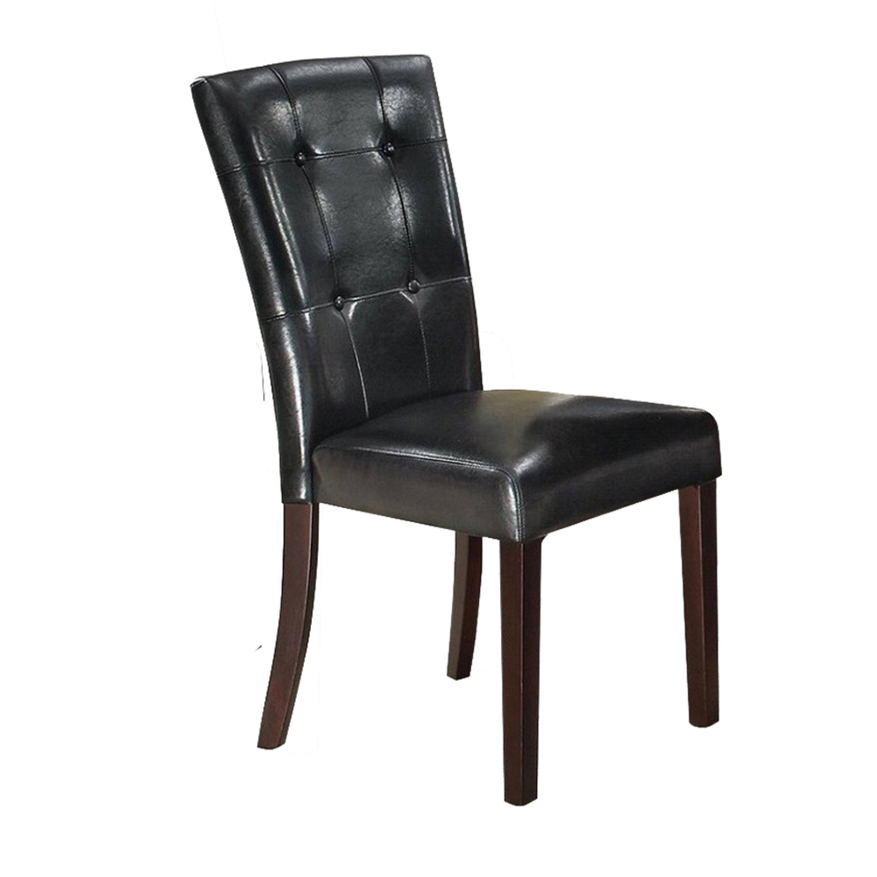 Alt View 1. Manhattan Lane - Dining Side Chair Set of 2, Button Tufted Black Faux Leather Upholstery - Black.