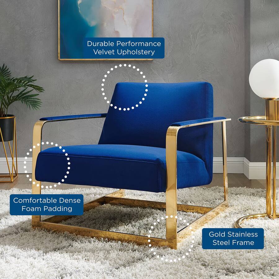 Seg Got Seg Performance Velvet Accent Chair by Modway Gold Navy - Best Buy
