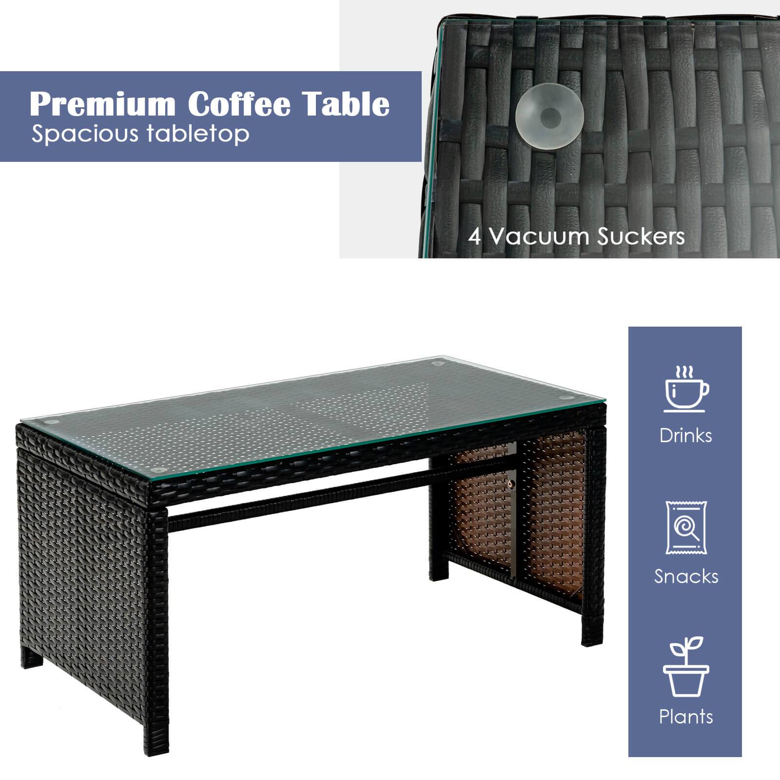 Premium Coffee Table  
Spacious tabletop  

4 Vacuum Suckers  

Drinks  
Snacks  
Plants