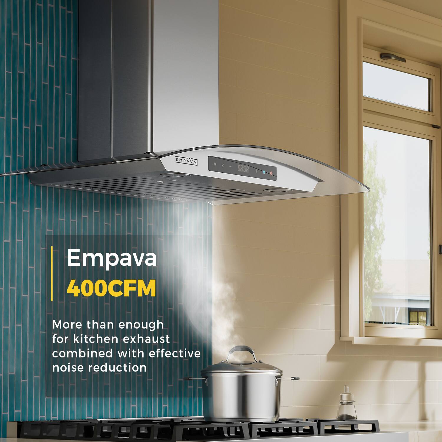 Empava 400CFM is more than enough for kitchen exhaust combined with effective noise reduction.