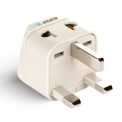 Front. Orei - OREI India to UK Travel Adapter Plug – Type G – Dual Input 2-in-1 – Works in UK, UAE, Hong Kong, Dubai & More - Beige.