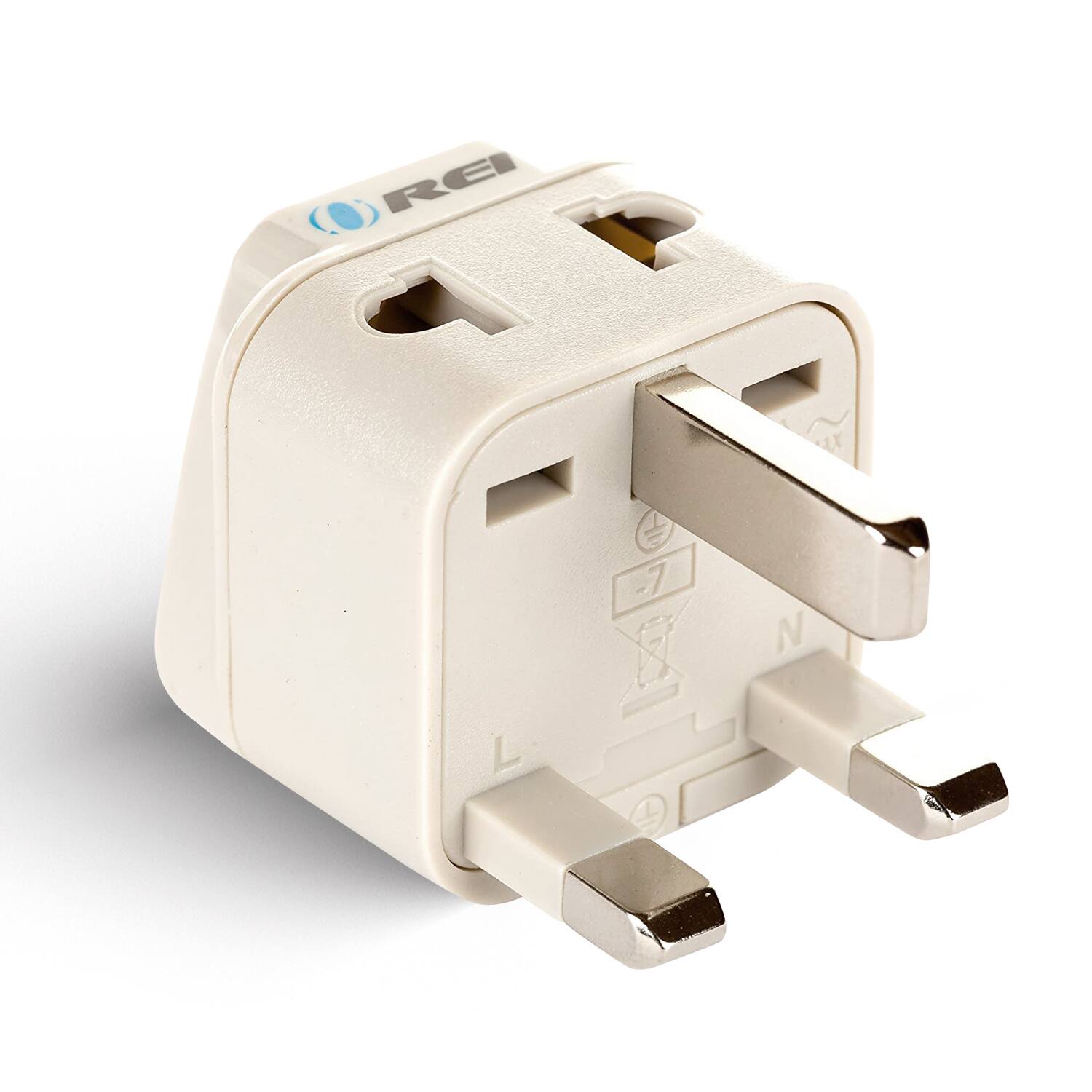 Front. Orei - OREI India to UK Travel Adapter Plug – Type G – Dual Input 2-in-1 – Works in UK, UAE, Hong Kong, Dubai & More - Beige.