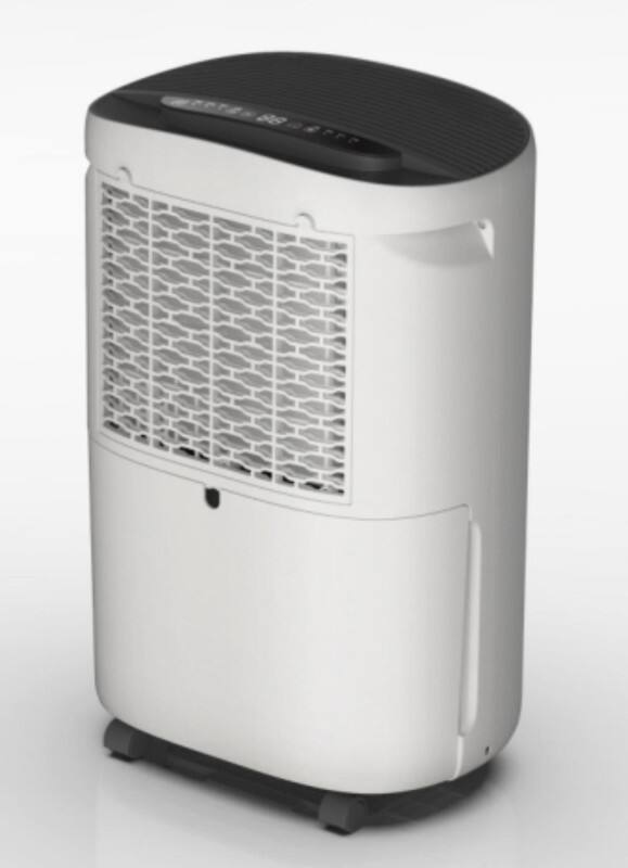 Left. Edendirect - 45 pt. 4,000 sq. ft. Dehumidifier in. White with Drain Hose, 1 Gal. Bucket, 45dB Quiet for Bedroom, Auto Defrost, Timer.