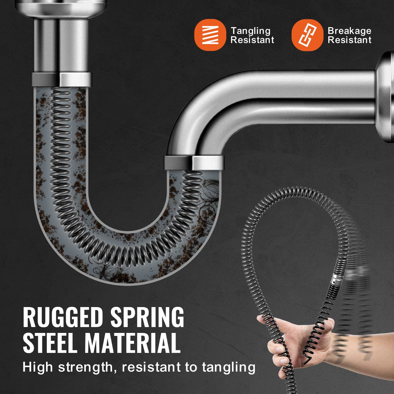 Tangling Resistant  
Breakage Resistant  
RUGGED SPRING STEEL MATERIAL  
High strength, resistant to tangling