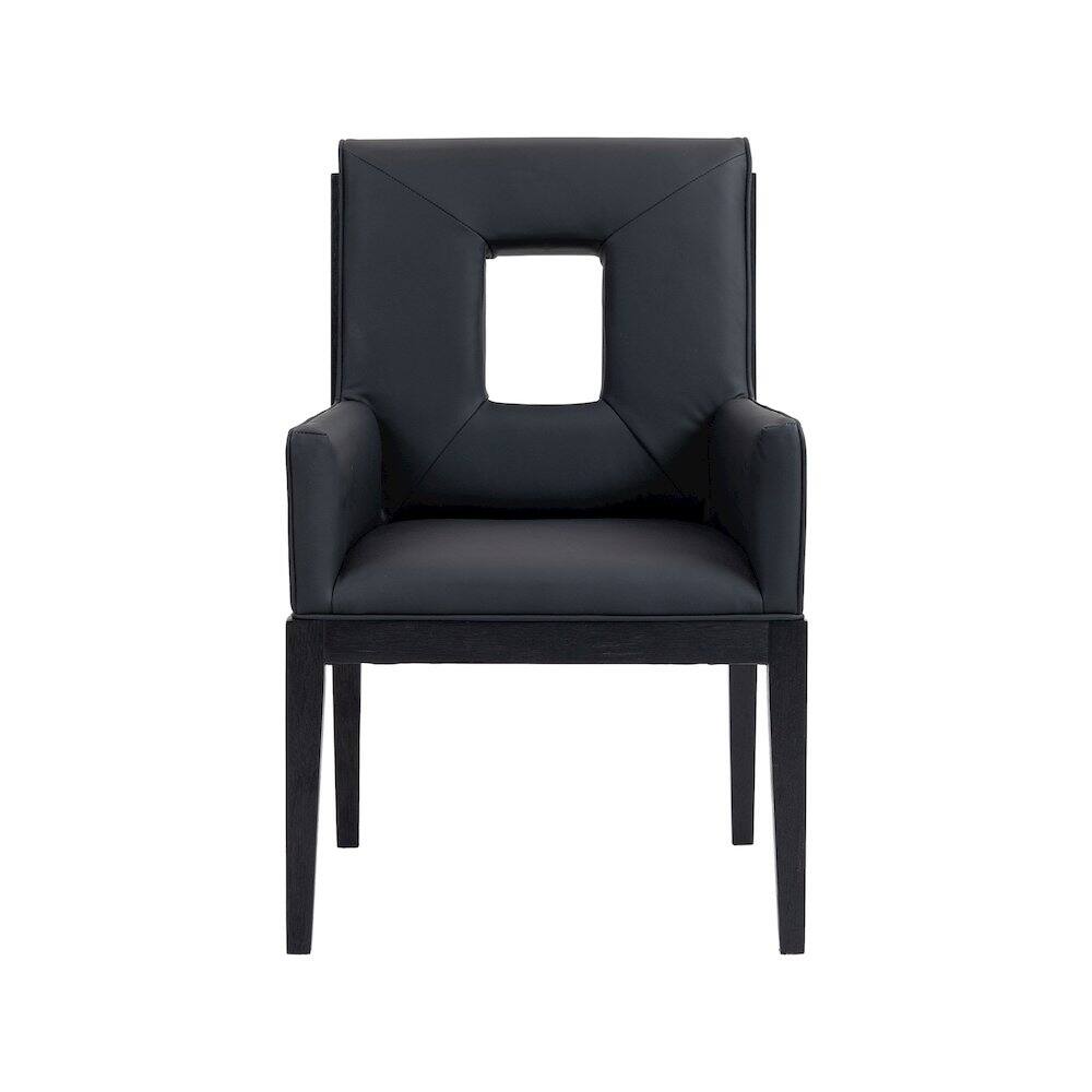 Alt View 2. Meridian Furniture - Gwendolyn Black Vegan Leather Dining Arm Chair - Black.