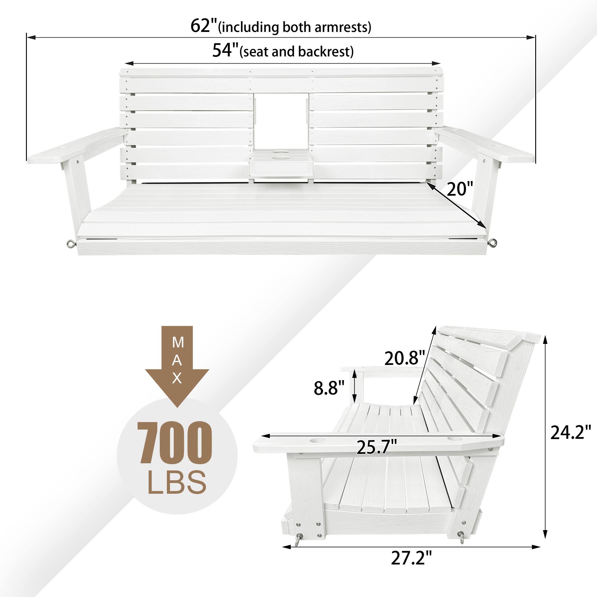 62" (including both armrests)  
54" (seat and backrest)  
20"  
MAX 700 LBS  
20.8"  
8.8"  
25.7"  
24.2"  
27.2"